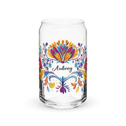 Aubrey Exclusive Name Art Piece Can - Shaped Glass Home Office Work Mexican Spanish Pride Gift Cup One - Of - A - Kind Calligraphy Glass | A27 - Mexicada