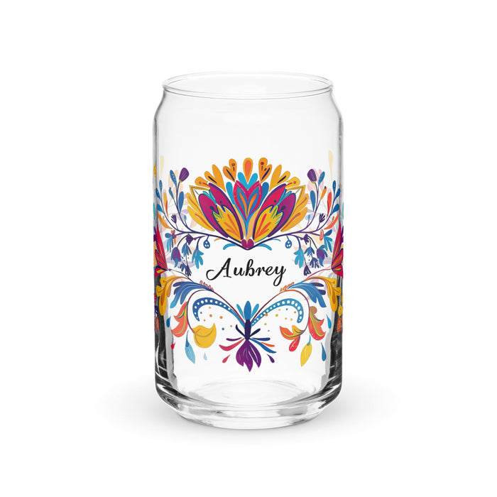 Aubrey Exclusive Name Art Piece Can - Shaped Glass Home Office Work Mexican Spanish Pride Gift Cup One - Of - A - Kind Calligraphy Glass | A27 - Mexicada