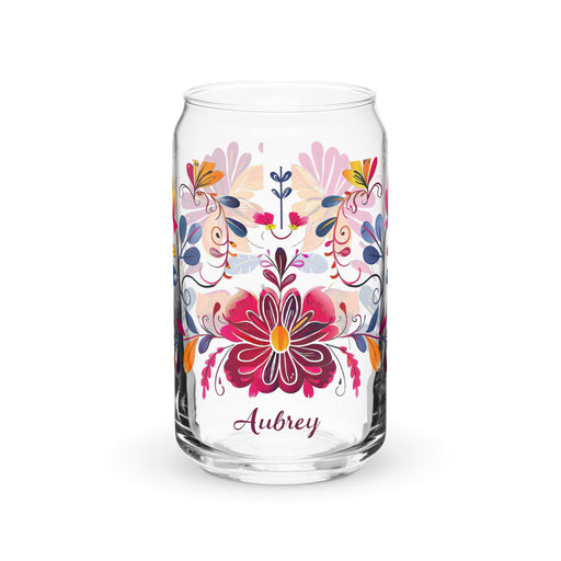 Aubrey Exclusive Name Art Piece Can - Shaped Glass Home Office Work Mexican Spanish Pride Gift Cup One - Of - A - Kind Calligraphy Glass | A5 - Mexicada