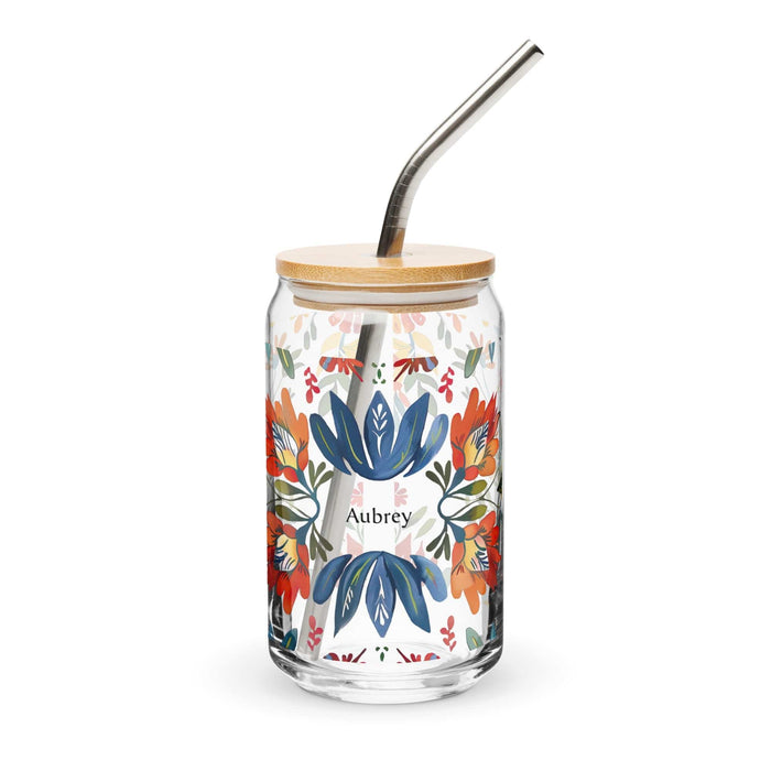 Aubrey Exclusive Name Art Piece Can-Shaped Glass Home Office Work Mexican Spanish Pride Gift Cup One-Of-A-Kind Calligraphy Glass | A6 Mexicada 16 oz With Lid & Straw