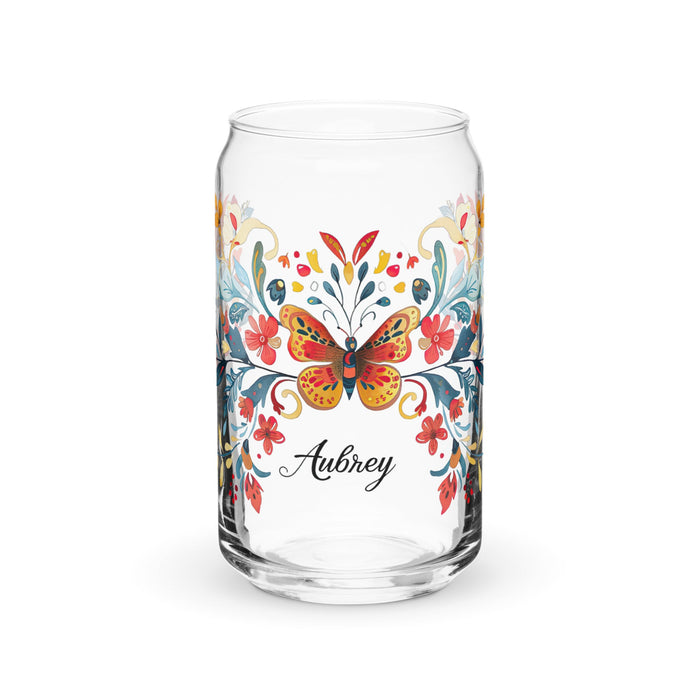 Aubrey Exclusive Name Art Piece Can - Shaped Glass Home Office Work Mexican Spanish Pride Gift Cup One - Of - A - Kind Calligraphy Glass | A7 - Mexicada