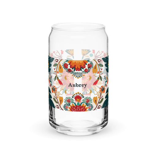 Aubrey Exclusive Name Art Piece Can - Shaped Glass Home Office Work Mexican Spanish Pride Gift Cup One - Of - A - Kind Calligraphy Glass | A8 - Mexicada