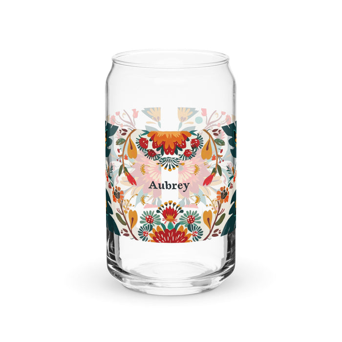 Aubrey Exclusive Name Art Piece Can - Shaped Glass Home Office Work Mexican Spanish Pride Gift Cup One - Of - A - Kind Calligraphy Glass | A8 - Mexicada