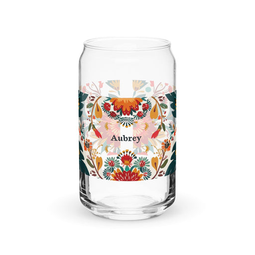 Aubrey Exclusive Name Art Piece Can-Shaped Glass Home Office Work Mexican Spanish Pride Gift Cup One-Of-A-Kind Calligraphy Glass | A8 Mexicada 16 oz