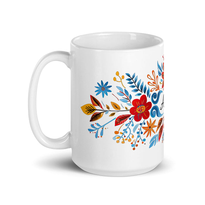 Aubrey Exclusive Name Art Piece Home Office Work Coffee Mug Mexican Spanish Pride Gift Cup One - Of - A - Kind Calligraphy White Glossy Mug | A10 - Mexicada