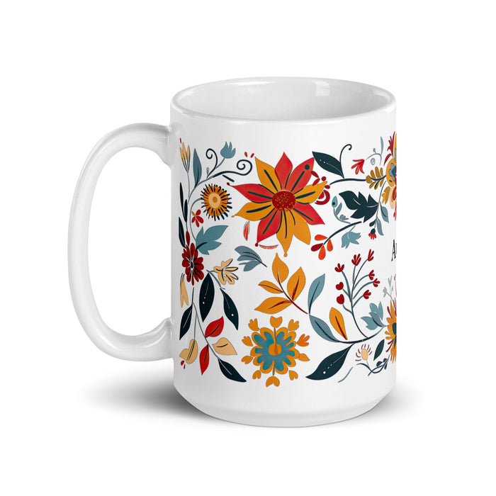 Aubrey Exclusive Name Art Piece Home Office Work Coffee Mug Mexican Spanish Pride Gift Cup One - Of - A - Kind Calligraphy White Glossy Mug | A14 - Mexicada