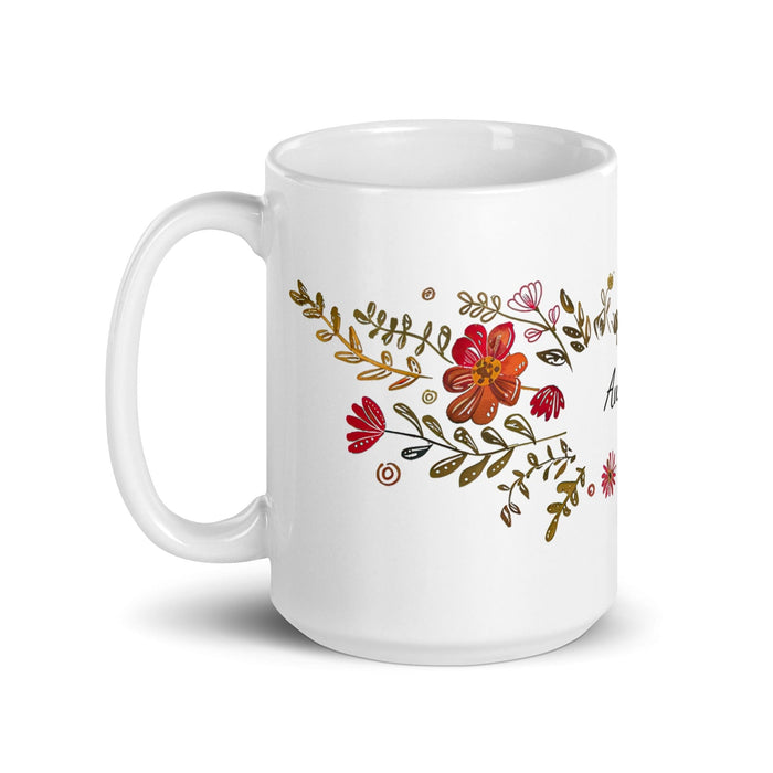 Aubrey Exclusive Name Art Piece Home Office Work Coffee Mug Mexican Spanish Pride Gift Cup One-Of-A-Kind Calligraphy White Glossy Mug | A15 Mexicada