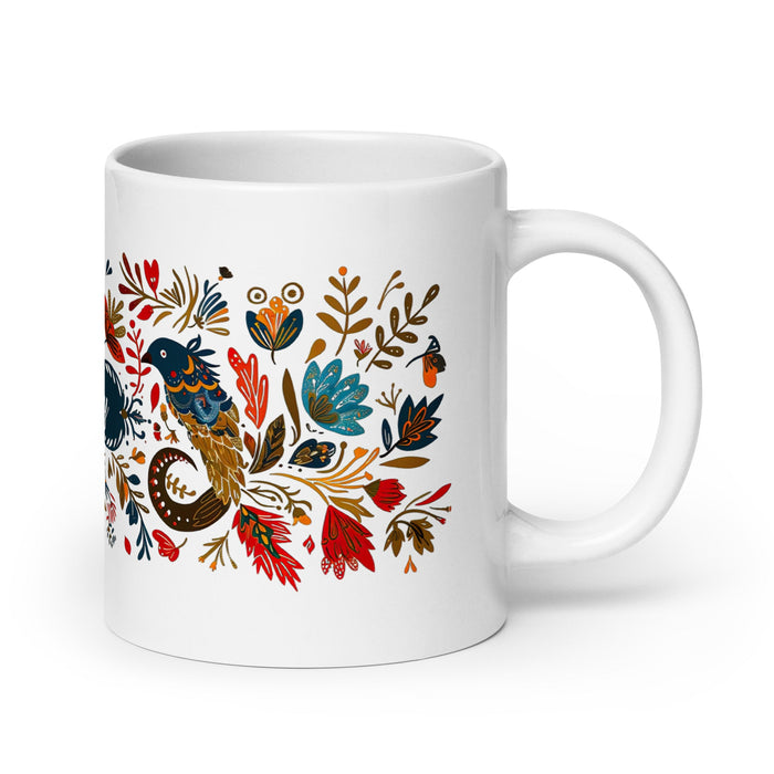 Aubrey Exclusive Name Art Piece Home Office Work Coffee Mug Mexican Spanish Pride Gift Cup One - Of - A - Kind Calligraphy White Glossy Mug | A16 - Mexicada