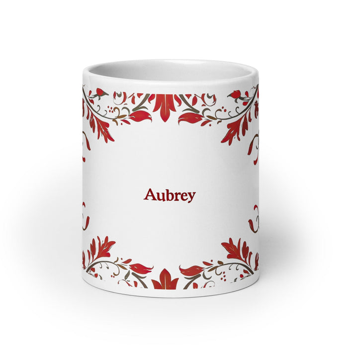 Aubrey Exclusive Name Art Piece Home Office Work Coffee Mug Mexican Spanish Pride Gift Cup One-Of-A-Kind Calligraphy White Glossy Mug | A17 Mexicada