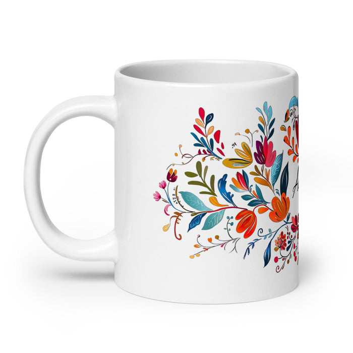 Aubrey Exclusive Name Art Piece Home Office Work Coffee Mug Mexican Spanish Pride Gift Cup One - Of - A - Kind Calligraphy White Glossy Mug | A18 - Mexicada