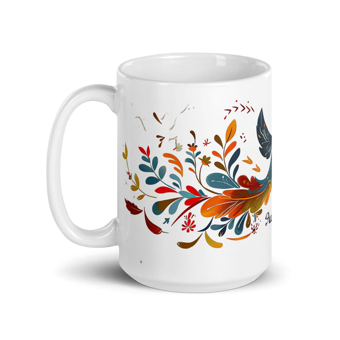 Aubrey Exclusive Name Art Piece Home Office Work Coffee Mug Mexican Spanish Pride Gift Cup One-Of-A-Kind Calligraphy White Glossy Mug | A2 Mexicada