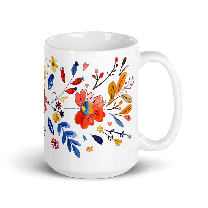 Aubrey Exclusive Name Art Piece Home Office Work Coffee Mug Mexican Spanish Pride Gift Cup One - Of - A - Kind Calligraphy White Glossy Mug | A21 - Mexicada