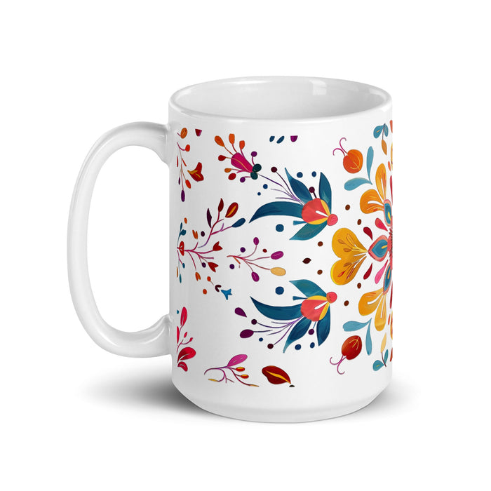 Aubrey Exclusive Name Art Piece Home Office Work Coffee Mug Mexican Spanish Pride Gift Cup One - Of - A - Kind Calligraphy White Glossy Mug | A22 - Mexicada