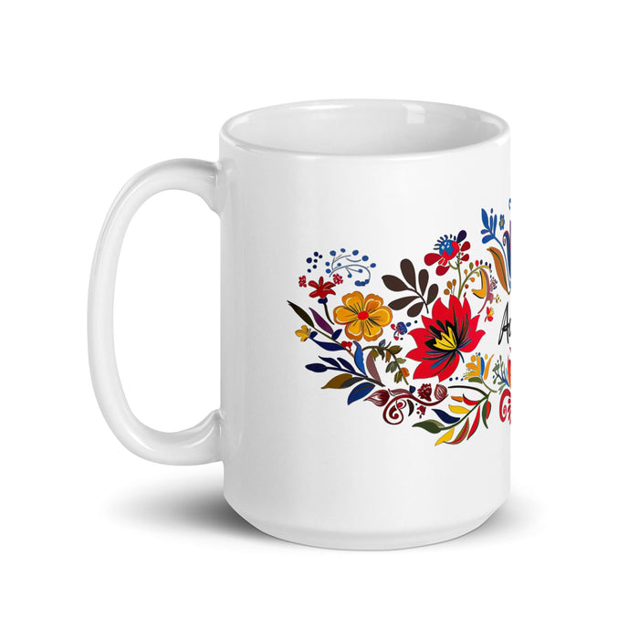 Aubrey Exclusive Name Art Piece Home Office Work Coffee Mug Mexican Spanish Pride Gift Cup One - Of - A - Kind Calligraphy White Glossy Mug | A24 - Mexicada