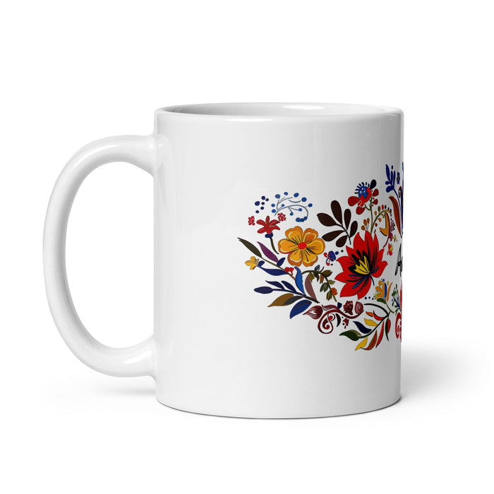 Aubrey Exclusive Name Art Piece Home Office Work Coffee Mug Mexican Spanish Pride Gift Cup One - Of - A - Kind Calligraphy White Glossy Mug | A24 - Mexicada