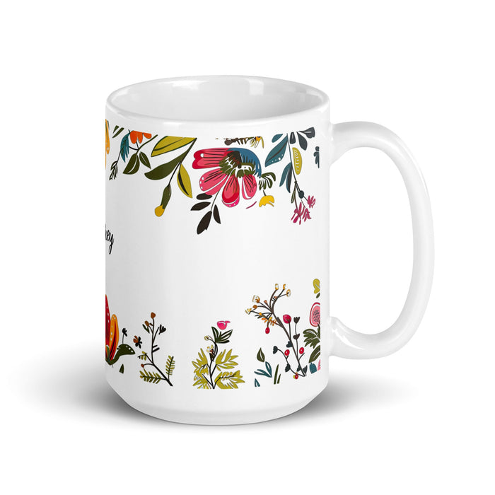 Aubrey Exclusive Name Art Piece Home Office Work Coffee Mug Mexican Spanish Pride Gift Cup One - Of - A - Kind Calligraphy White Glossy Mug | A26 - Mexicada