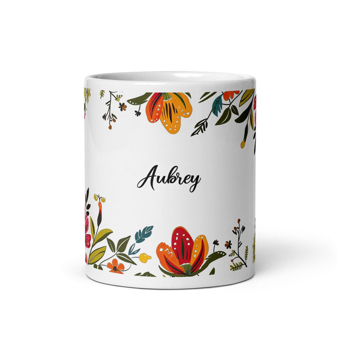 Aubrey Exclusive Name Art Piece Home Office Work Coffee Mug Mexican Spanish Pride Gift Cup One-Of-A-Kind Calligraphy White Glossy Mug | A26 Mexicada