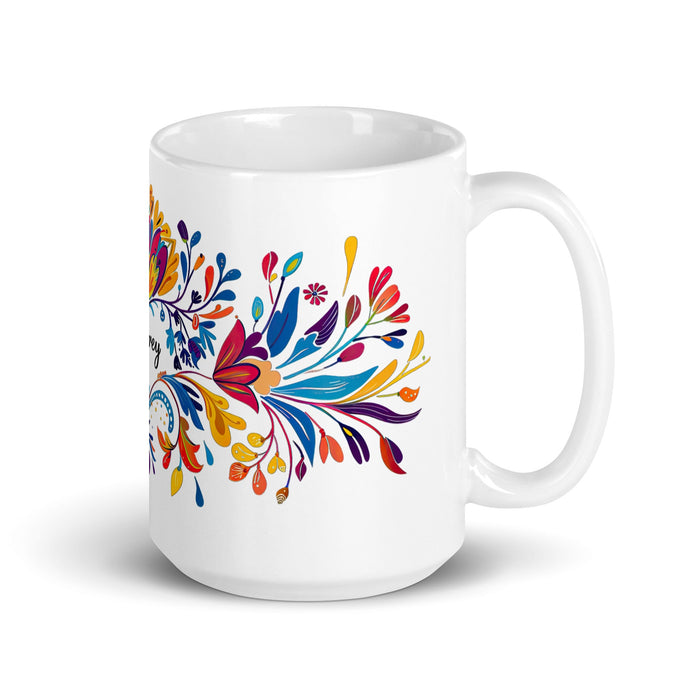 Aubrey Exclusive Name Art Piece Home Office Work Coffee Mug Mexican Spanish Pride Gift Cup One - Of - A - Kind Calligraphy White Glossy Mug | A27 - Mexicada