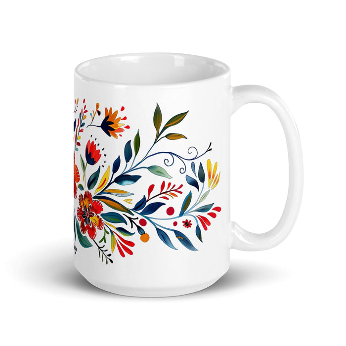 Aubrey Exclusive Name Art Piece Home Office Work Coffee Mug Mexican Spanish Pride Gift Cup One-Of-A-Kind Calligraphy White Glossy Mug | A4 Mexicada 15 oz