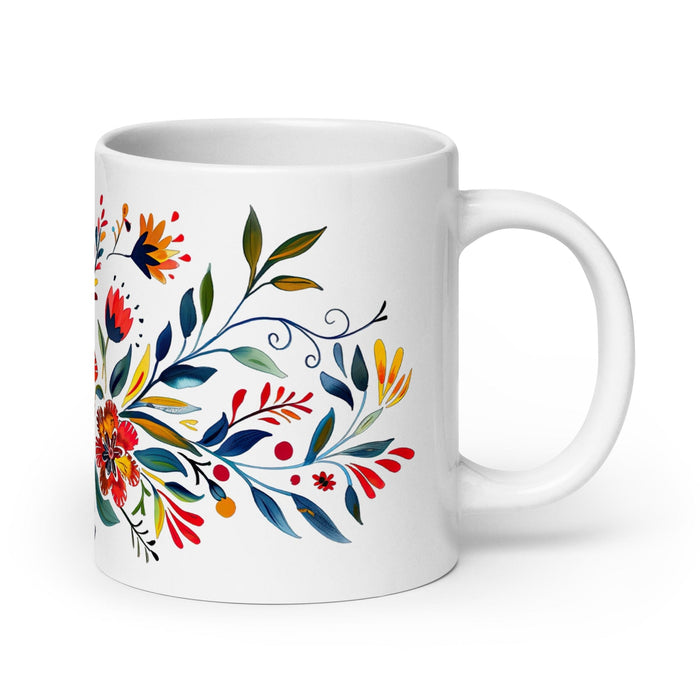 Aubrey Exclusive Name Art Piece Home Office Work Coffee Mug Mexican Spanish Pride Gift Cup One-Of-A-Kind Calligraphy White Glossy Mug | A4 Mexicada 20 oz