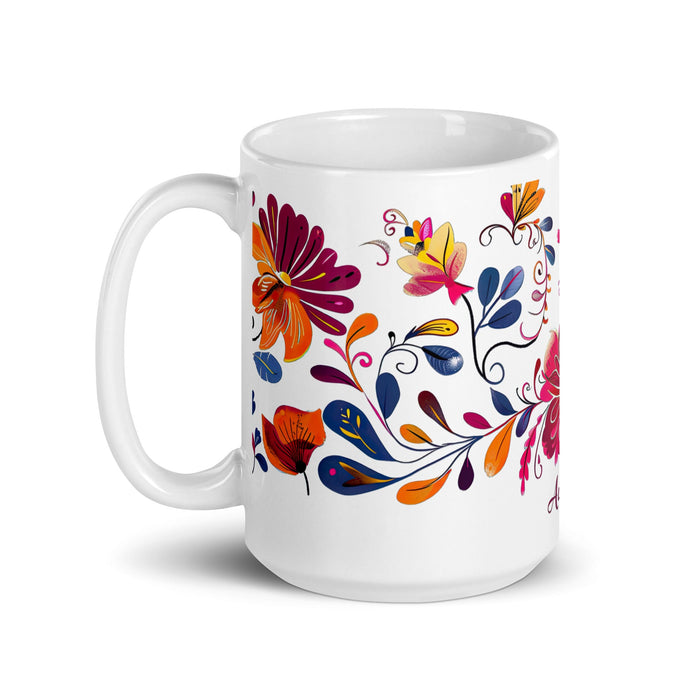 Aubrey Exclusive Name Art Piece Home Office Work Coffee Mug Mexican Spanish Pride Gift Cup One - Of - A - Kind Calligraphy White Glossy Mug | A5 - Mexicada