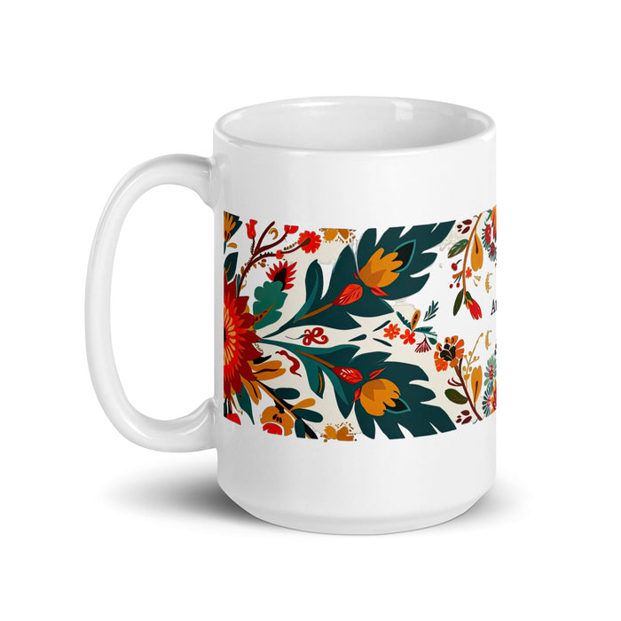 Aubrey Exclusive Name Art Piece Home Office Work Coffee Mug Mexican Spanish Pride Gift Cup One - Of - A - Kind Calligraphy White Glossy Mug | A8 - Mexicada