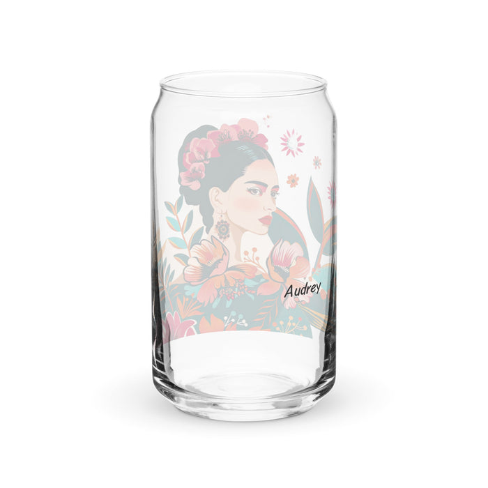 Audrey Exclusive Name Art Piece Can - Shaped Glass Home Office Work Mexican Spanish Pride Gift Cup One - Of - A - Kind Calligraphy Glass | A10 - Mexicada