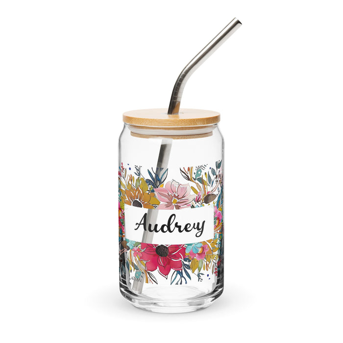 Audrey Exclusive Name Art Piece Can - Shaped Glass Home Office Work Mexican Spanish Pride Gift Cup One - Of - A - Kind Calligraphy Glass | A12 - Mexicada