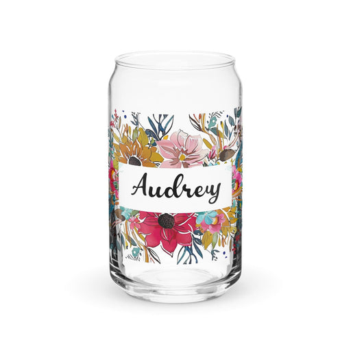 Audrey Exclusive Name Art Piece Can-Shaped Glass Home Office Work Mexican Spanish Pride Gift Cup One-Of-A-Kind Calligraphy Glass | A12 Mexicada 16 oz