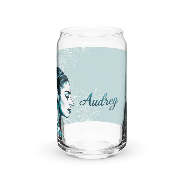 Audrey Exclusive Name Art Piece Can - Shaped Glass Home Office Work Mexican Spanish Pride Gift Cup One - Of - A - Kind Calligraphy Glass | A16 - Mexicada