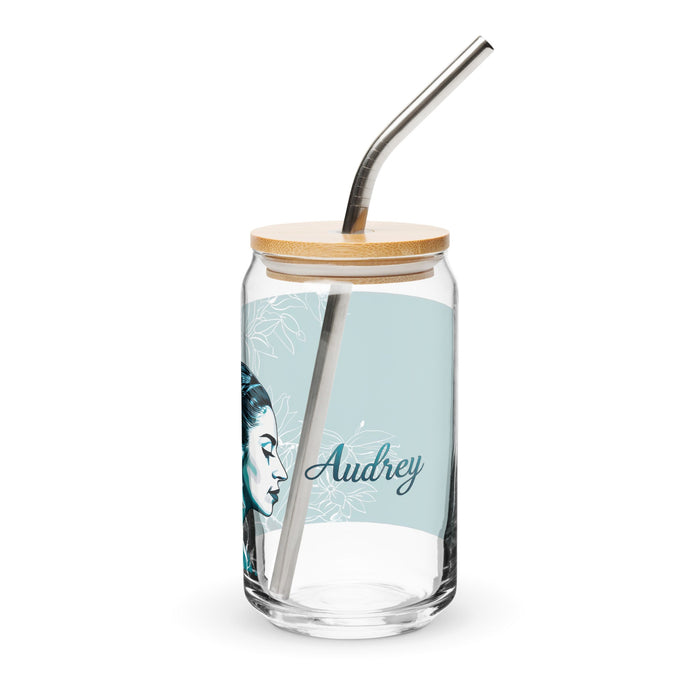 Audrey Exclusive Name Art Piece Can - Shaped Glass Home Office Work Mexican Spanish Pride Gift Cup One - Of - A - Kind Calligraphy Glass | A16 - Mexicada