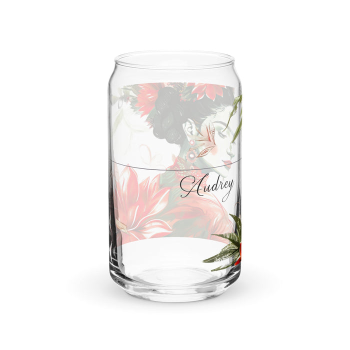 Audrey Exclusive Name Art Piece Can - Shaped Glass Home Office Work Mexican Spanish Pride Gift Cup One - Of - A - Kind Calligraphy Glass | A2 - Mexicada