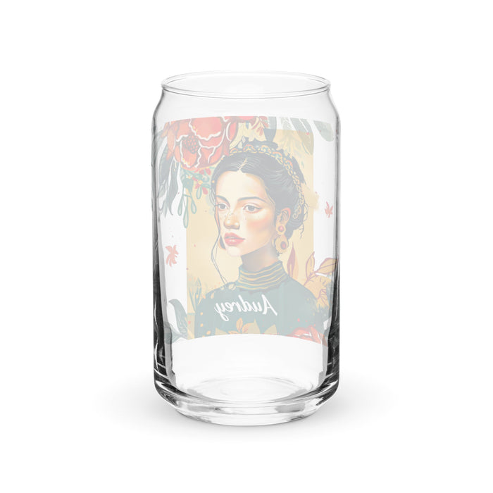 Audrey Exclusive Name Art Piece Can - Shaped Glass Home Office Work Mexican Spanish Pride Gift Cup One - Of - A - Kind Calligraphy Glass | A3 - Mexicada