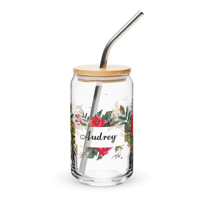 Audrey Exclusive Name Art Piece Can - Shaped Glass Home Office Work Mexican Spanish Pride Gift Cup One - Of - A - Kind Calligraphy Glass | A9 - Mexicada