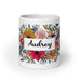 Audrey Exclusive Name Art Piece Home Office Work Coffee Mug Mexican Spanish Pride Gift Cup One-Of-A-Kind Calligraphy White Glossy Mug | A12 Mexicada