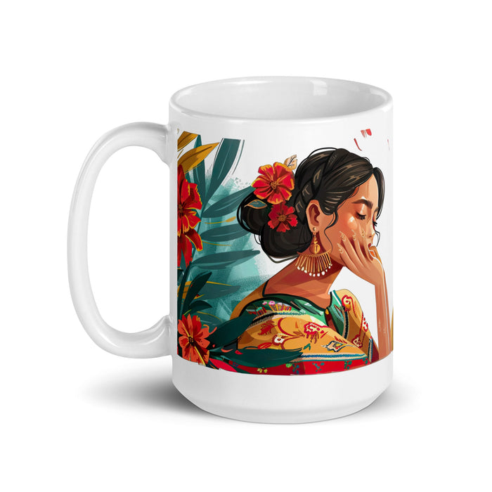 Audrey Exclusive Name Art Piece Home Office Work Coffee Mug Mexican Spanish Pride Gift Cup One - Of - A - Kind Calligraphy White Glossy Mug | A14 - Mexicada