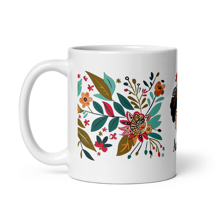 Audrey Exclusive Name Art Piece Home Office Work Coffee Mug Mexican Spanish Pride Gift Cup One-Of-A-Kind Calligraphy White Glossy Mug | A15 Mexicada