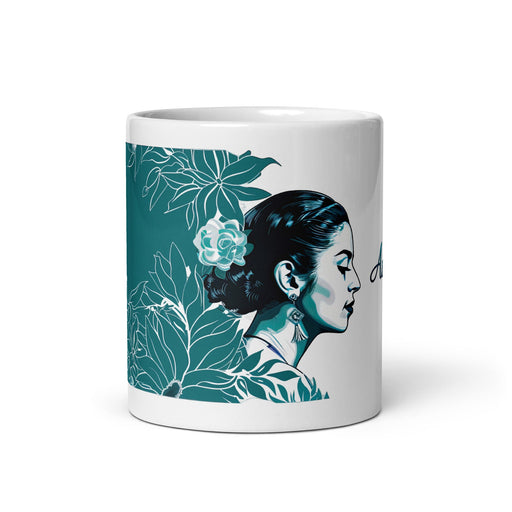 Audrey Exclusive Name Art Piece Home Office Work Coffee Mug Mexican Spanish Pride Gift Cup One - Of - A - Kind Calligraphy White Glossy Mug | A16 - Mexicada