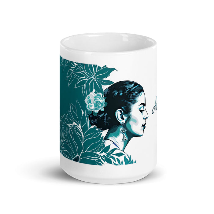 Audrey Exclusive Name Art Piece Home Office Work Coffee Mug Mexican Spanish Pride Gift Cup One - Of - A - Kind Calligraphy White Glossy Mug | A16 - Mexicada