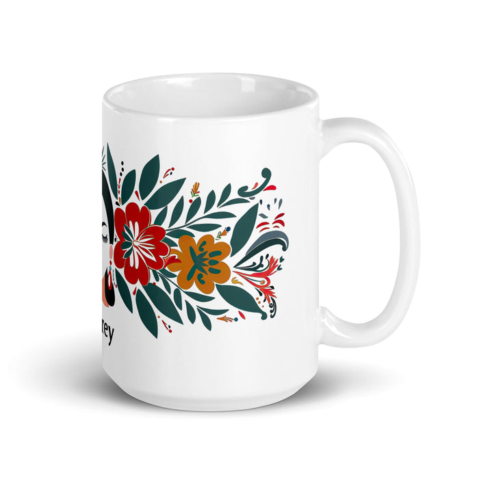 Audrey Exclusive Name Art Piece Home Office Work Coffee Mug Mexican Spanish Pride Gift Cup One - Of - A - Kind Calligraphy White Glossy Mug | A5 - Mexicada