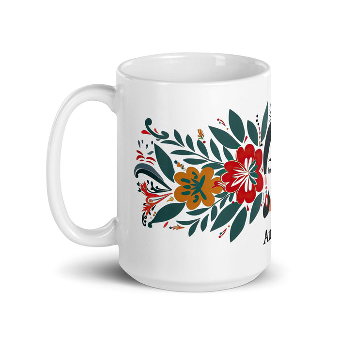 Audrey Exclusive Name Art Piece Home Office Work Coffee Mug Mexican Spanish Pride Gift Cup One - Of - A - Kind Calligraphy White Glossy Mug | A5 - Mexicada