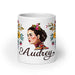 Audrey Exclusive Name Art Piece Home Office Work Coffee Mug Mexican Spanish Pride Gift Cup One - Of - A - Kind Calligraphy White Glossy Mug | A8 - Mexicada