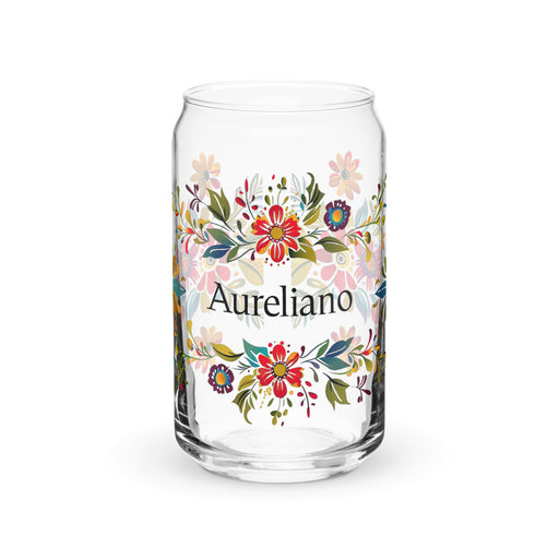 Aureliano Exclusive Name Art Piece Can - Shaped Glass Home Office Work Mexican Spanish Pride Gift Cup One - Of - A - Kind Calligraphy Glass | A1 - Mexicada