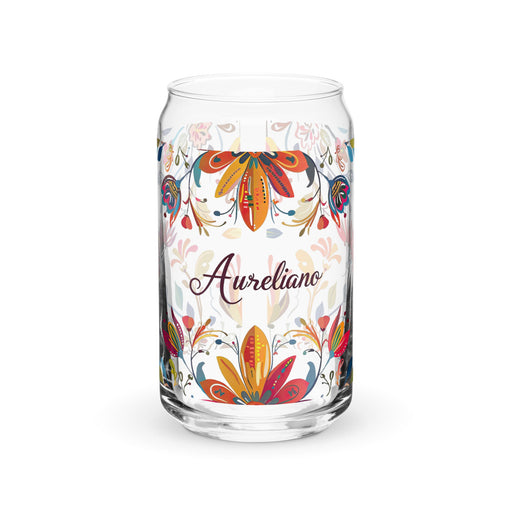 Aureliano Exclusive Name Art Piece Can - Shaped Glass Home Office Work Mexican Spanish Pride Gift Cup One - Of - A - Kind Calligraphy Glass | A11 - Mexicada