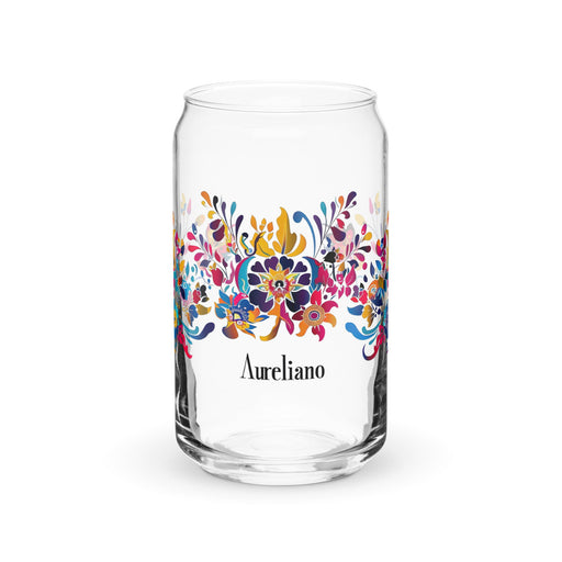 Aureliano Exclusive Name Art Piece Can - Shaped Glass Home Office Work Mexican Spanish Pride Gift Cup One - Of - A - Kind Calligraphy Glass | A12 - Mexicada