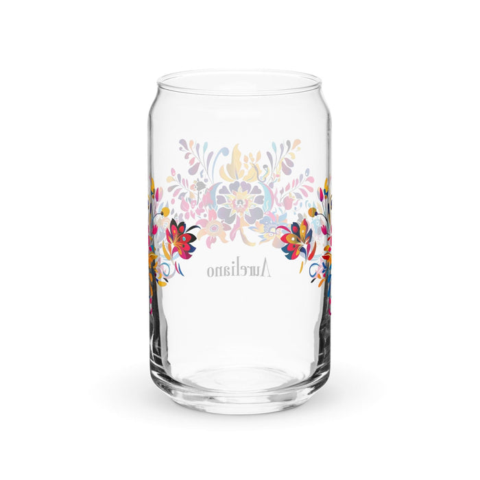 Aureliano Exclusive Name Art Piece Can-Shaped Glass Home Office Work Mexican Spanish Pride Gift Cup One-Of-A-Kind Calligraphy Glass | A12 Mexicada