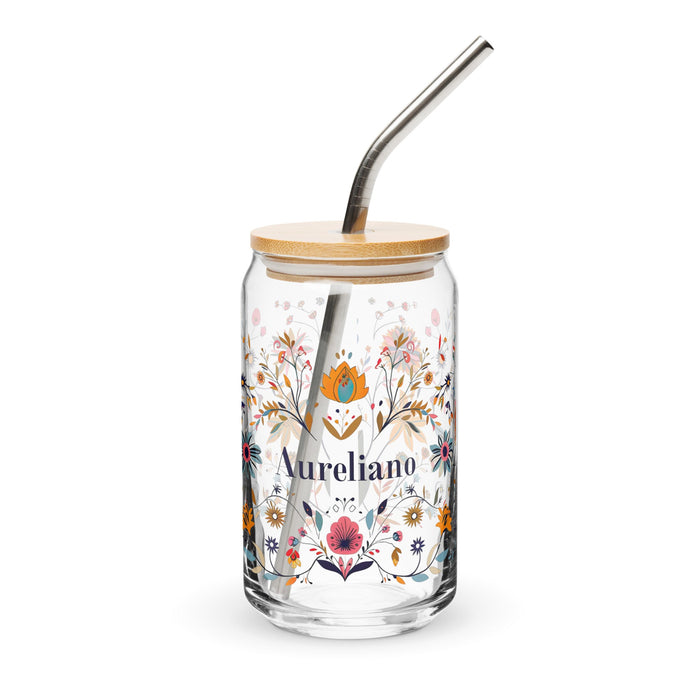 Aureliano Exclusive Name Art Piece Can - Shaped Glass Home Office Work Mexican Spanish Pride Gift Cup One - Of - A - Kind Calligraphy Glass | A14 - Mexicada