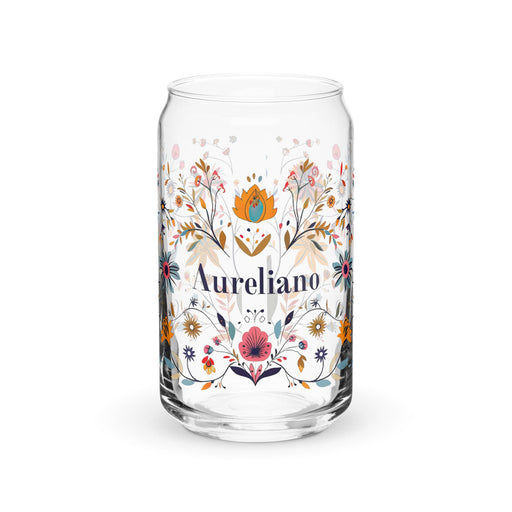 Aureliano Exclusive Name Art Piece Can - Shaped Glass Home Office Work Mexican Spanish Pride Gift Cup One - Of - A - Kind Calligraphy Glass | A14 - Mexicada