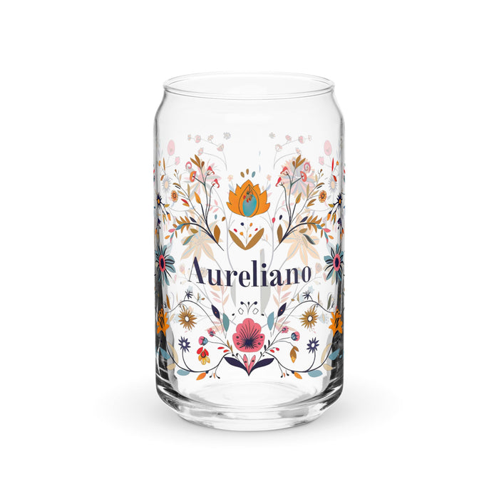 Aureliano Exclusive Name Art Piece Can - Shaped Glass Home Office Work Mexican Spanish Pride Gift Cup One - Of - A - Kind Calligraphy Glass | A14 - Mexicada