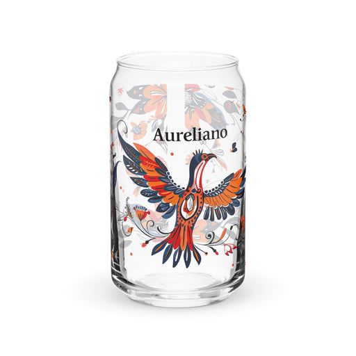 Aureliano Exclusive Name Art Piece Can - Shaped Glass Home Office Work Mexican Spanish Pride Gift Cup One - Of - A - Kind Calligraphy Glass | A16 - Mexicada